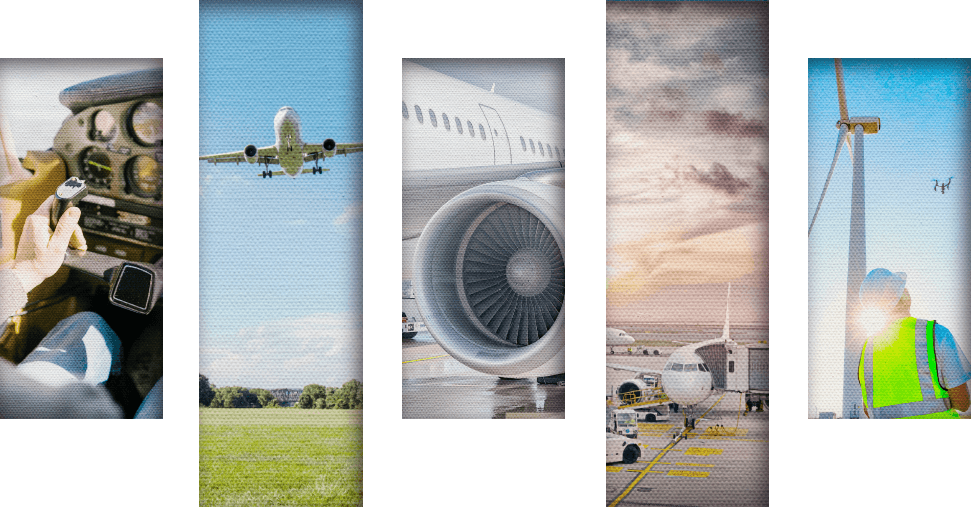 Photo collage of different airplane images