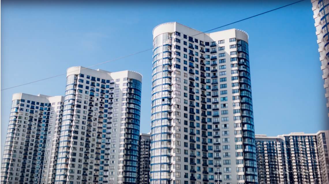 Group of high rise apartment buildings